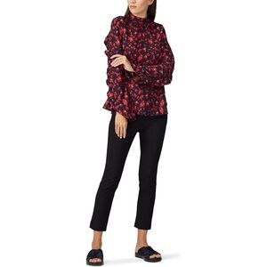 Derek Lam Floral Mock Neck Ruffle Long Sleeve Blouse 100% Polyester Size 38